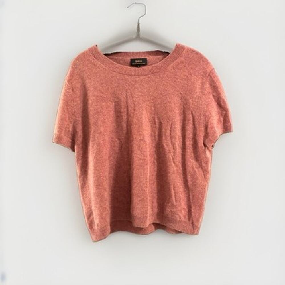 Quince 100% Mongolian Cashmere Sweater Tee Womens XL Mauve Pink Short Sleeve
